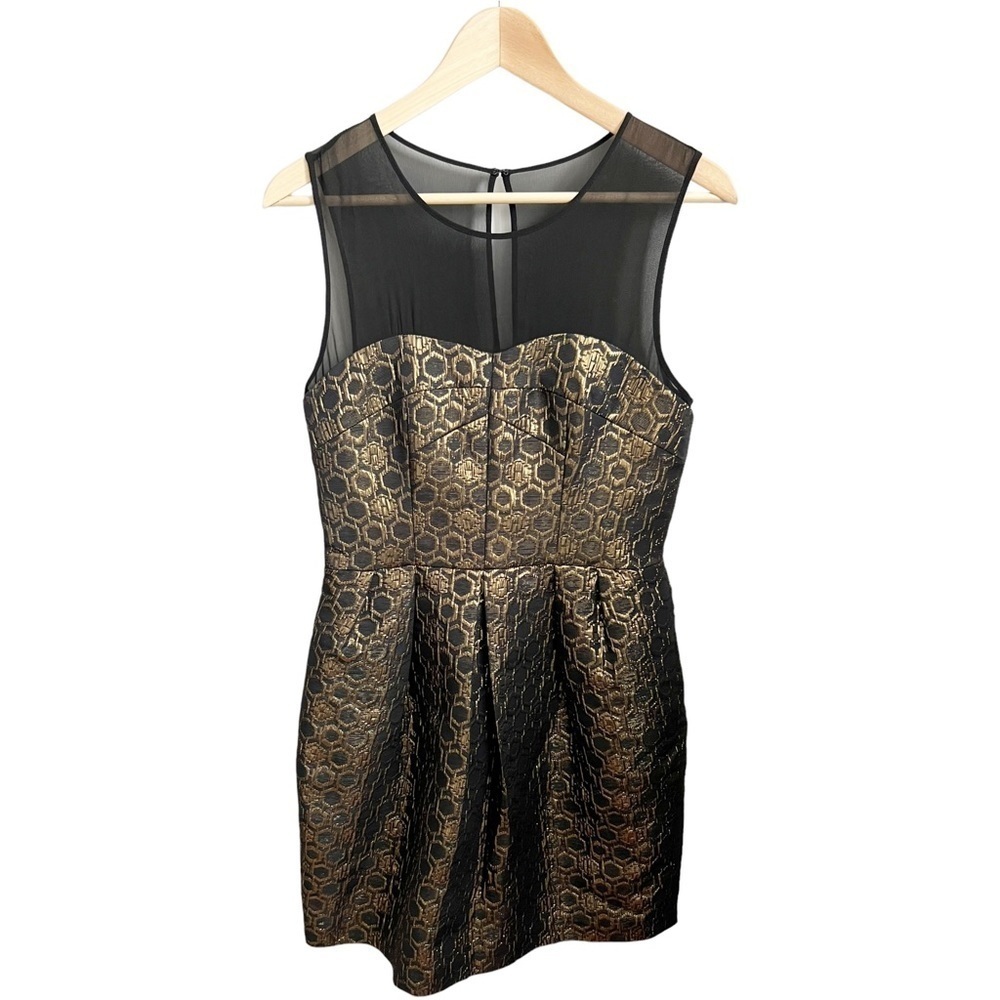 Nwt Club Monaco Bria Honeycomb Mesh Metallic Gatsby Cocktail Dress Size 6